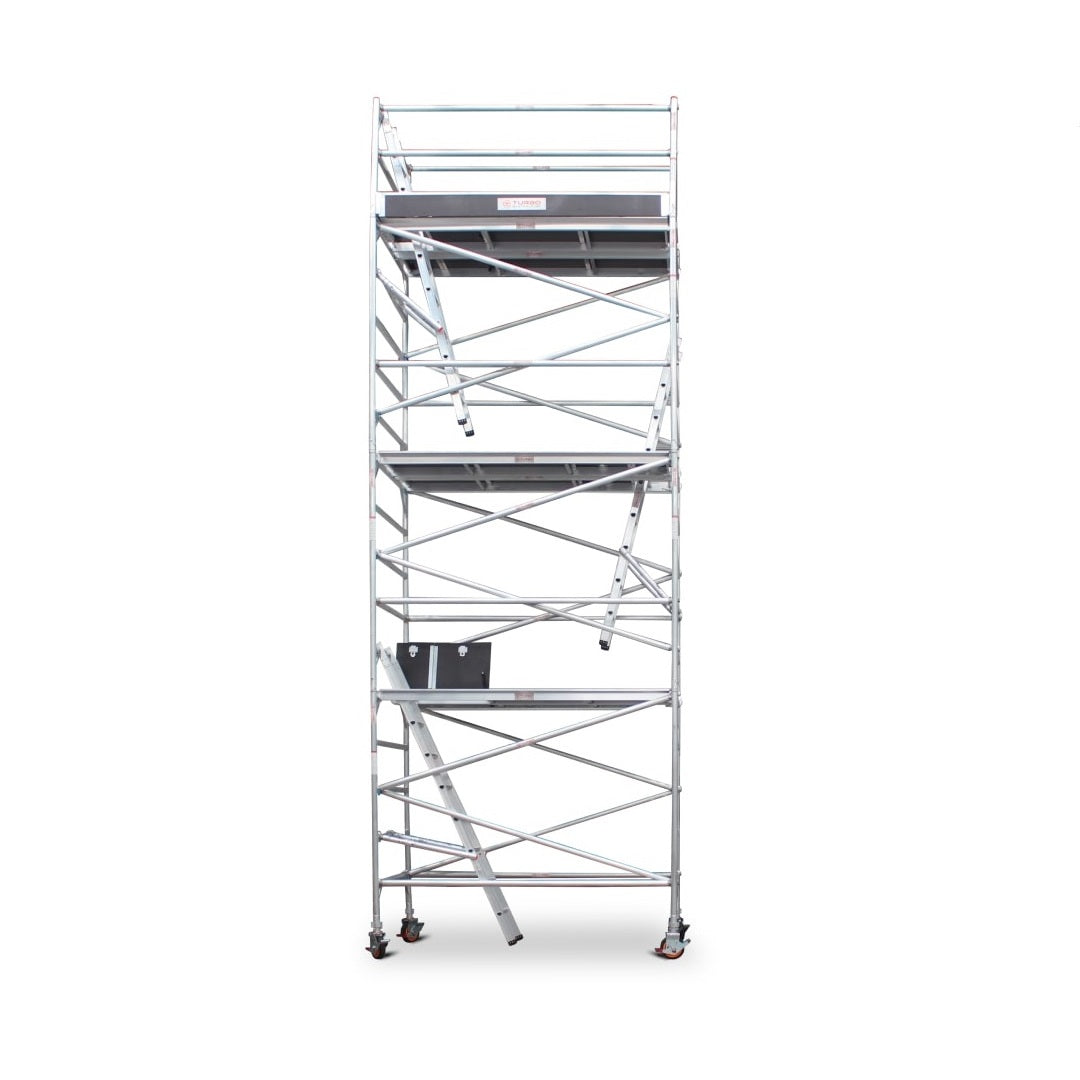 6.3m - 6.6m Wide Aluminium Mobile Scaffold Base Tower with Kickboards