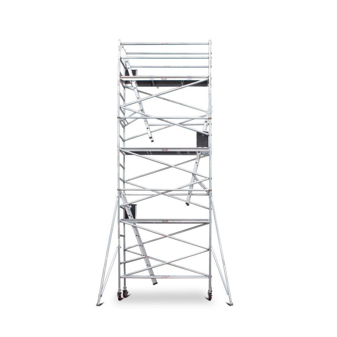 6.3m - 6.6m Narrow Aluminium Mobile Scaffold Base Tower with 4 Outriggers