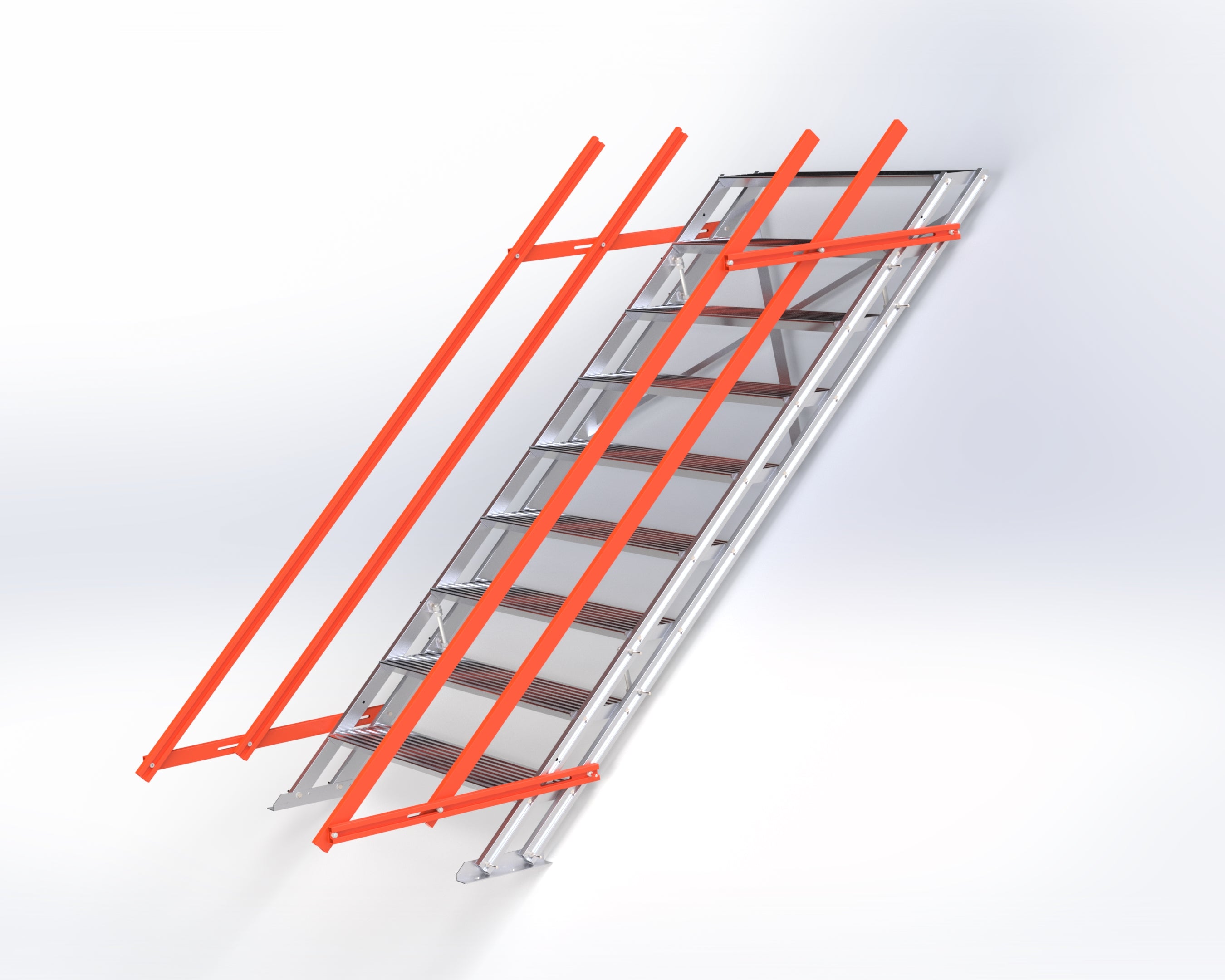 9 Step Narrow Aluminium Adjustable Stair – From 1.43M to 2.0M High